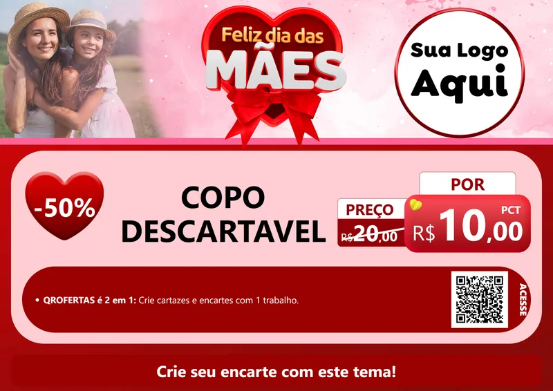 Modelo de Cartaz para Cartaz A4 Horizontal com o tema Feliz Dia Das Mães para Embalagens