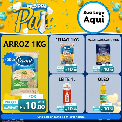 Modelo de Rede Social para Feed Facebook com o tema Mês dos Pais para Supermercado