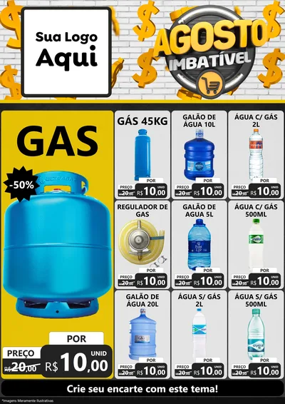 Modelo de Encarte para Encarte A4 Vertical com o tema Agosto imbatível para Água e gás