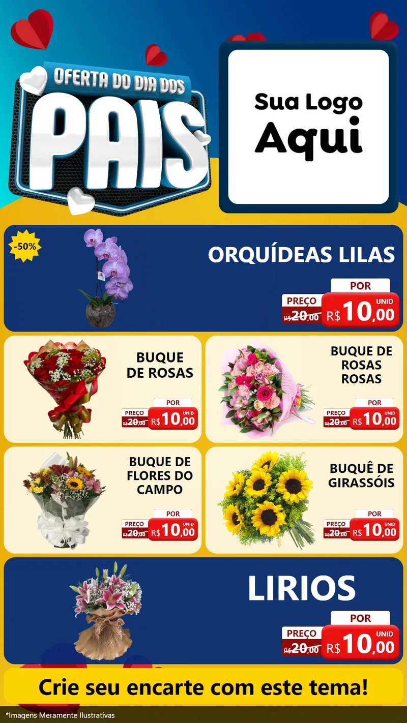 Modelo de TV para TV Vertical com o tema Oferta Do Dia Dos Pais para Floricultura e jardim