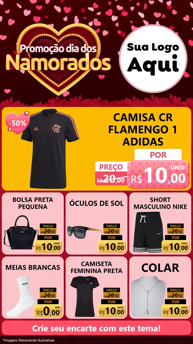 Modelo de Rede Social para Stories com o tema Promoção Dia Dos Namorados para Roupas e acessórios
