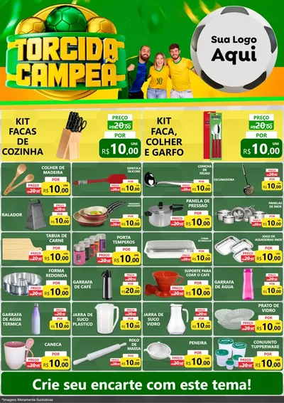 Modelo de Encarte para Encarte A4 Vertical com o tema Torcida Campeã - Copa para Utilidades Domésticas
