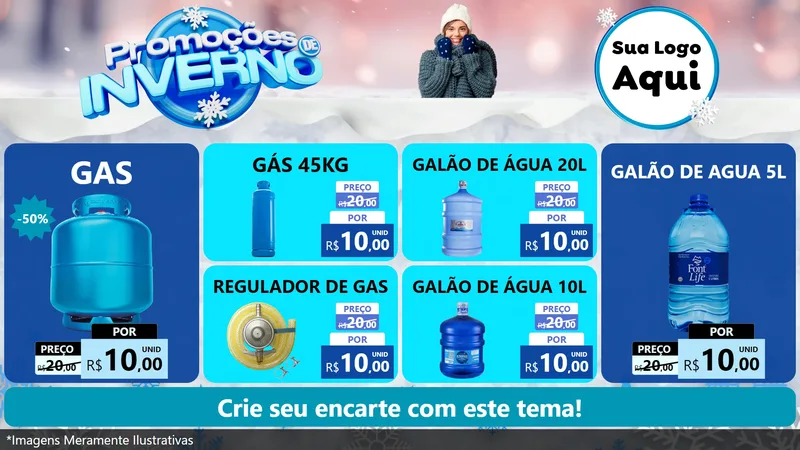 Modelo de TV para TV Horizontal com o tema Promoções de Inverno para Água e gás