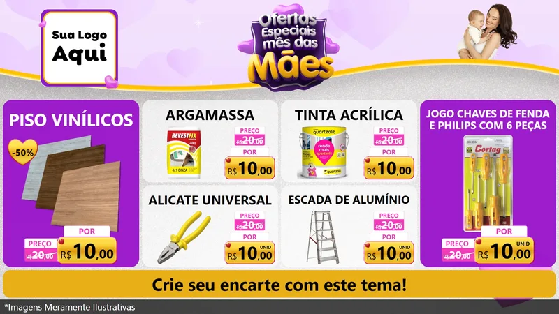 Modelo de TV para TV Horizontal com o tema Ofertas Especiais - Mês das Mães para Material para Construção