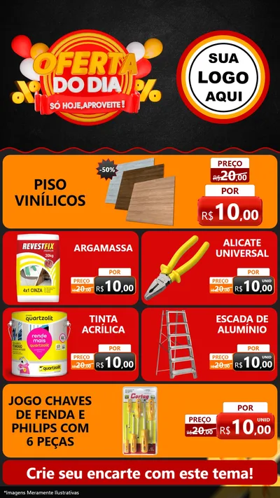 Modelo de TV para TV Vertical com o tema Oferta do Dia - Só hoje, Aproveite! para Material para Construção