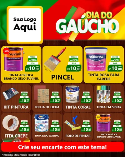 Modelo de Rede Social para Feed Instagram com o tema Dia do Gaúcho para Tintas e Ferramentas