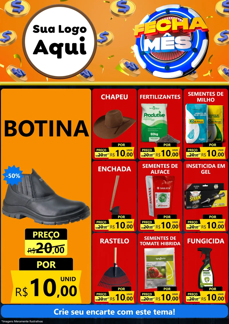 Modelo de Encarte para Encarte A4 Vertical com o tema Fecha Mês para Agropecuária