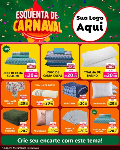 Modelo de Rede Social para Feed Instagram com o tema Esquenta de Carnaval para Cama, Mesa e Banho