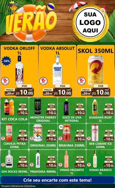 Modelo de Encarte para Encarte Grande com o tema Verão para Distribuidora de bebidas