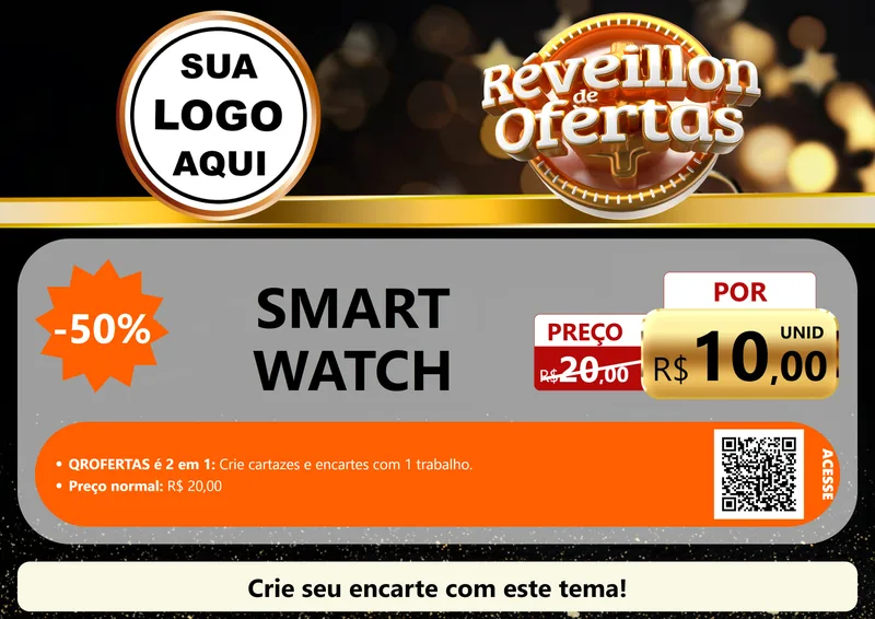 Modelo de Cartaz para Cartaz A4 Horizontal com o tema Réveillon de Ofertas para Informática