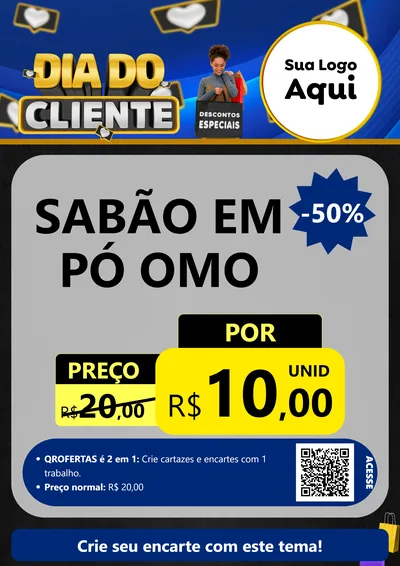 Modelo de Cartaz para Cartaz A4 Vertical com o tema Dia Do Cliente para Produtos de Limpeza
