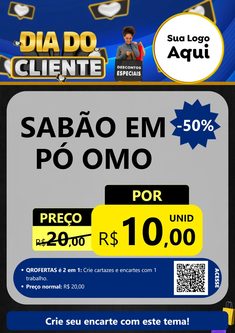 Modelo de Cartaz para Cartaz A4 Vertical com o tema Dia Do Cliente para Produtos de Limpeza