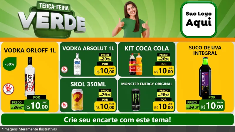Modelo de TV para TV Horizontal com o tema Terça - Feira Verde para Distribuidora de bebidas