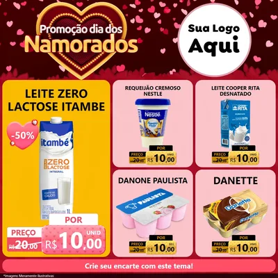 Modelo de Rede Social para Feed Facebook com o tema Promoção Dia Dos Namorados para Frios e Laticínios