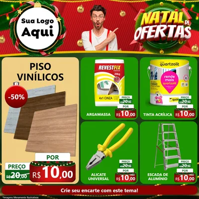 Modelo de Rede Social para Feed Facebook com o tema Natal de Ofertas para Material para Construção