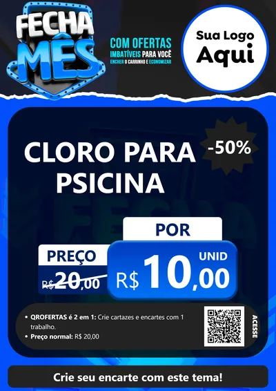 Modelo de Cartaz para Cartaz A4 Vertical com o tema Fecha Mês para Produtos para Piscina