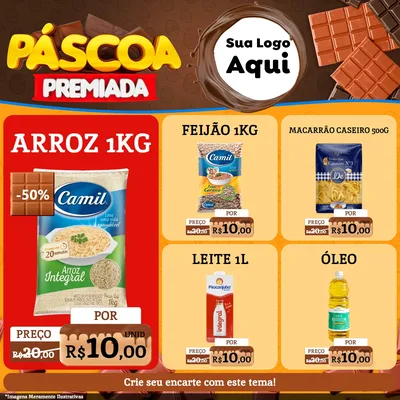 Modelo de Rede Social para Feed Facebook com o tema Páscoa Premiada para Supermercado