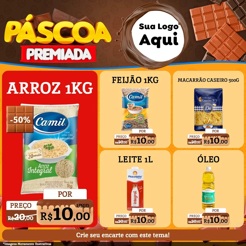 Modelo de Rede Social para Feed Facebook com o tema Páscoa Premiada para Supermercado