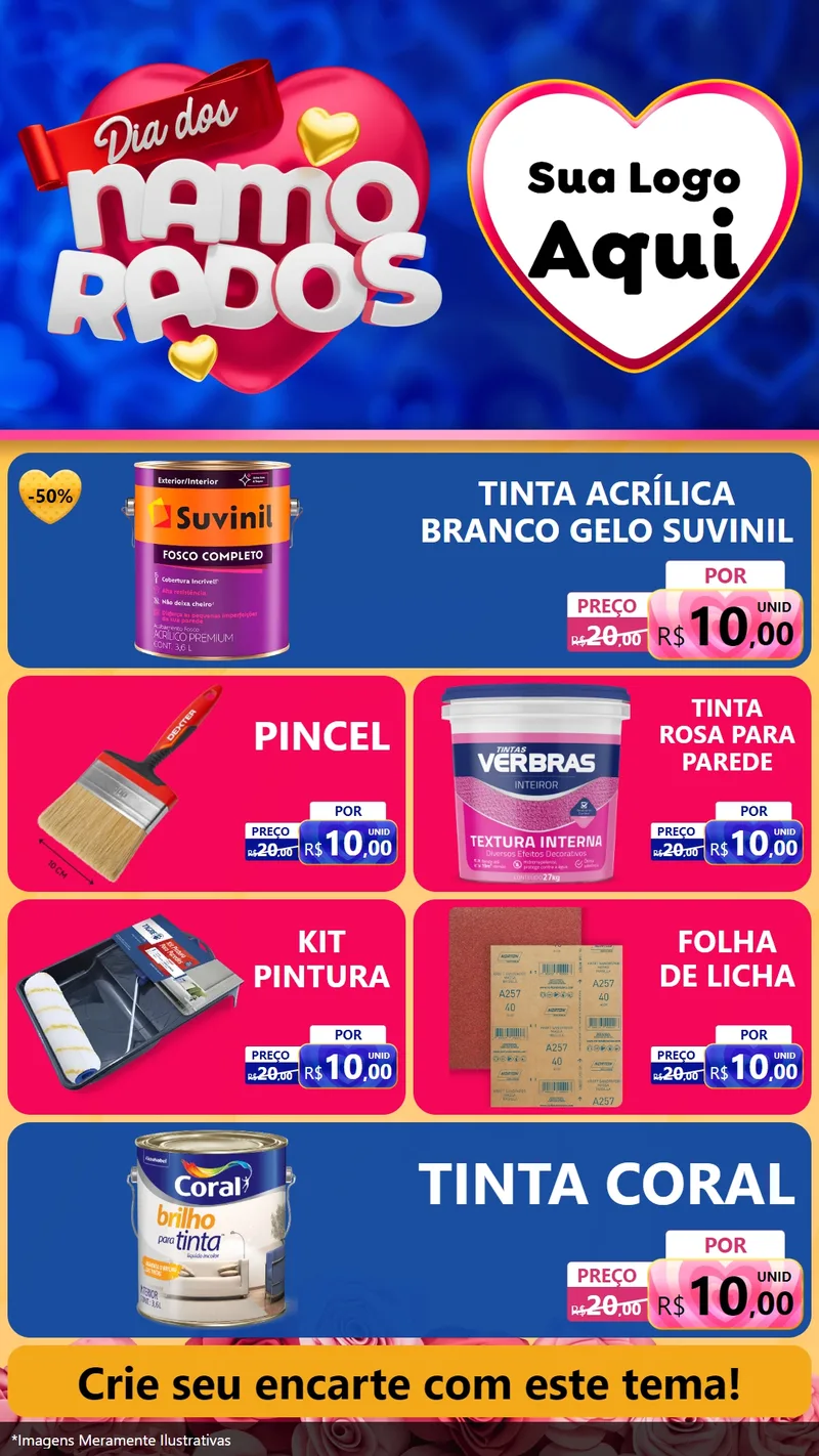 Modelo de TV para TV Vertical com o tema Dia dos namorados para Tintas e Ferramentas
