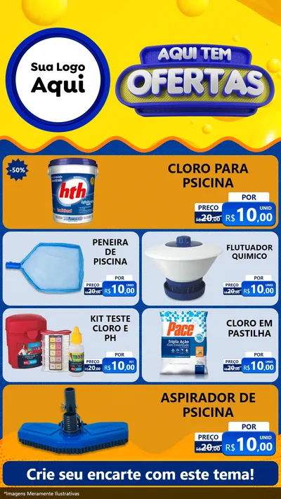 Modelo de TV para TV Vertical com o tema Aqui Tem Ofertas para Produtos para Piscina