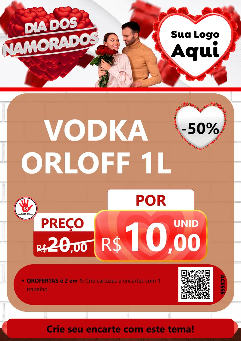 Modelo de Cartaz para Cartaz A4 Vertical com o tema Dia dos Namorados para Distribuidora de bebidas