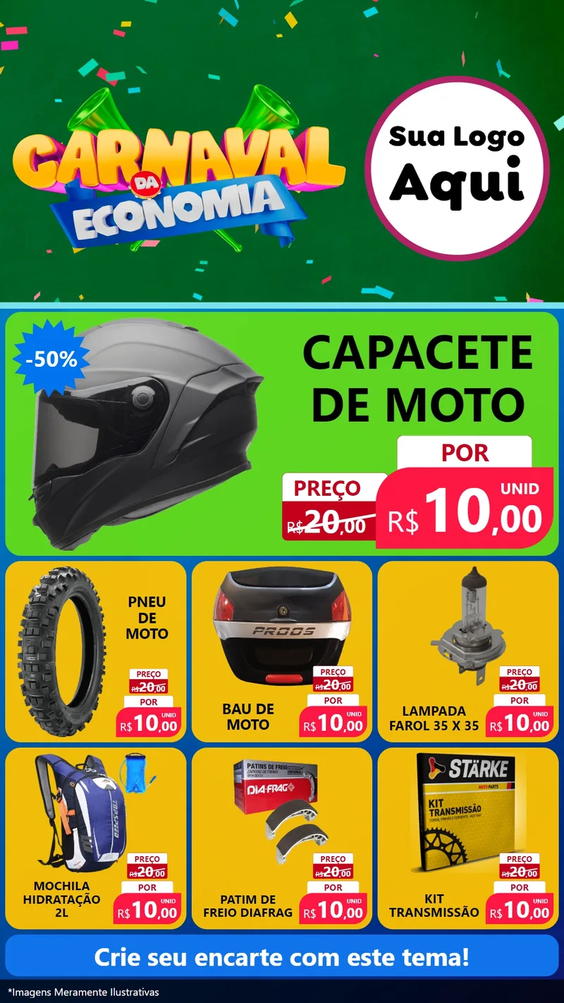 Modelo de Rede Social para Stories com o tema Carnaval da Economia para Moto peças