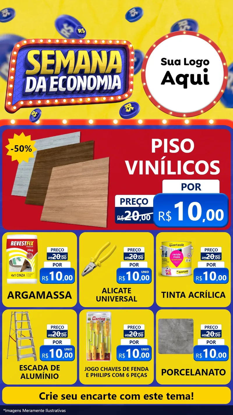 Modelo de Rede Social para Stories com o tema Semana da Economia para Material para Construção