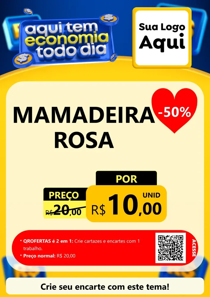 Modelo de Cartaz para Cartaz A4 Vertical com o tema Aqui Tem Economia Todo Dia para Bebês