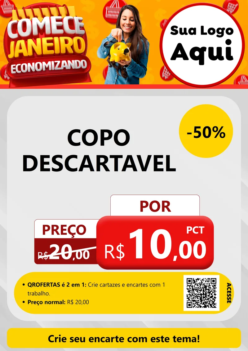 Modelo de Cartaz para Cartaz A4 Vertical com o tema Comece Janeiro Economizando para Embalagens