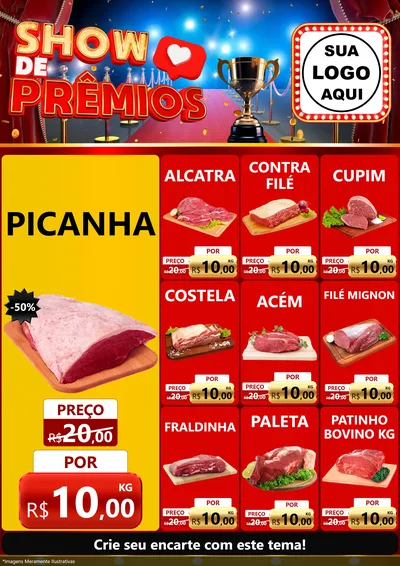 Modelo de Encarte para Encarte A4 Vertical com o tema Show de Prêmios para Açougue