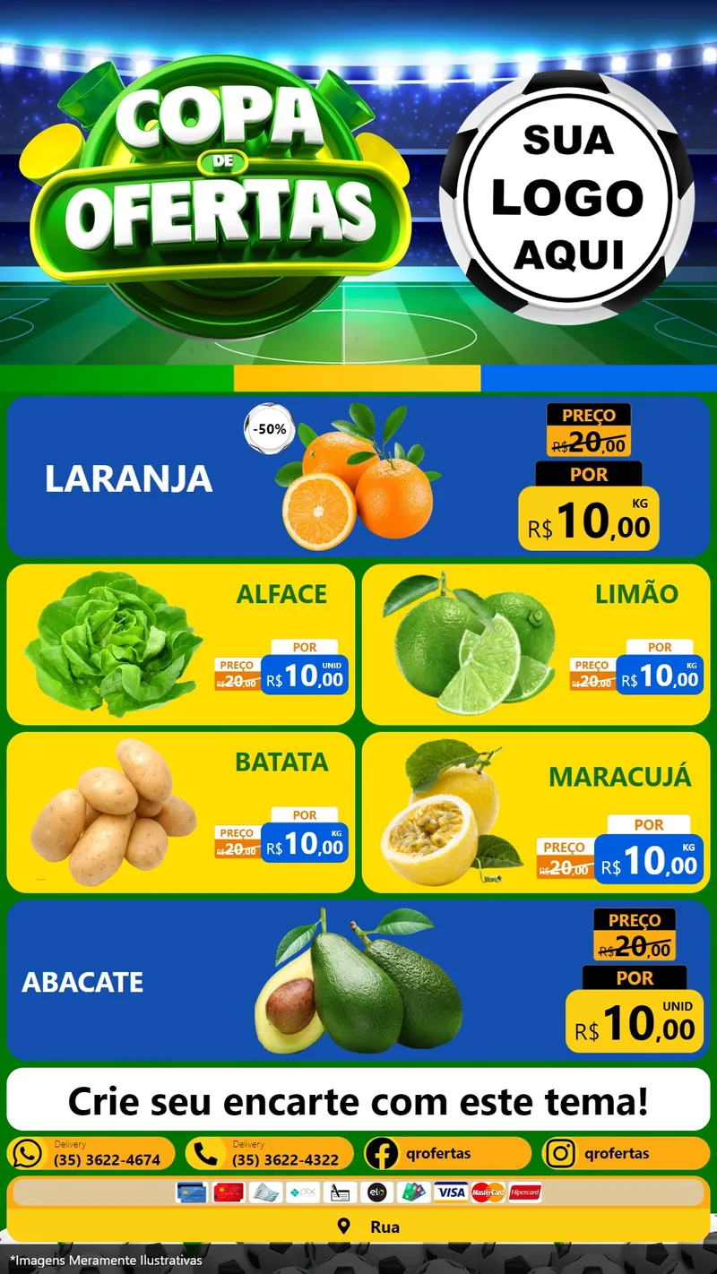 Modelo de TV para TV Vertical com o tema Copa de Ofertas para Hortifrúti
