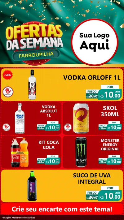 Modelo de TV para TV Vertical com o tema Ofertas da Semana Farroupilha para Distribuidora de bebidas
