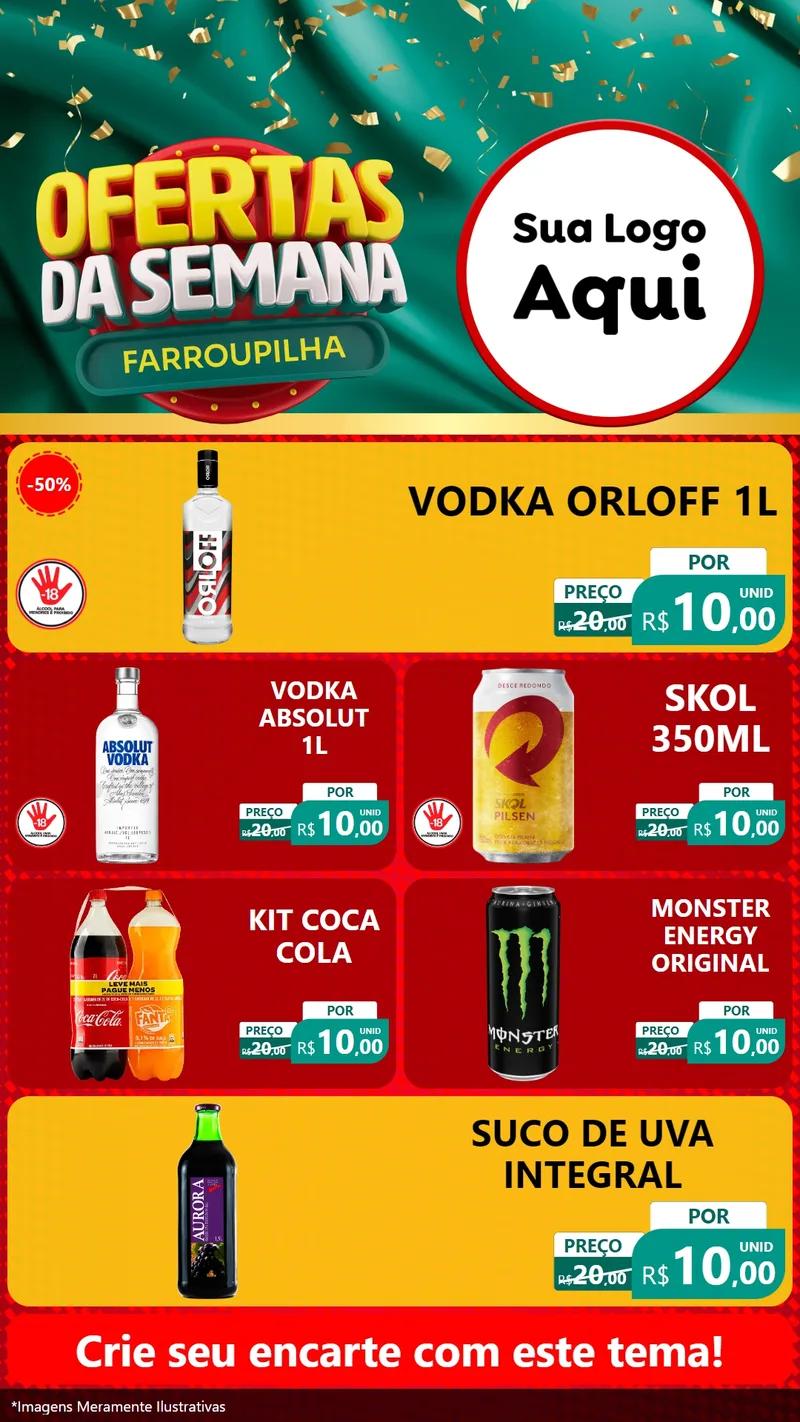 Modelo de TV para TV Vertical com o tema Ofertas da Semana Farroupilha para Distribuidora de bebidas