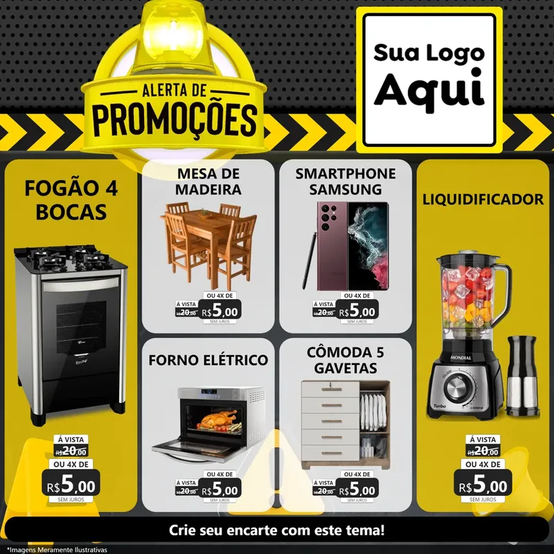 Modelo de Rede Social para Feed Facebook com o tema Alerta de Promoções para Móveis e Eletro
