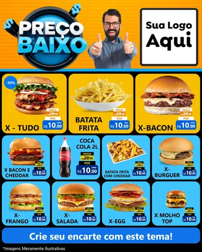 Modelo de Rede Social para Feed Instagram com o tema Preço Baixo para Hamburgueria