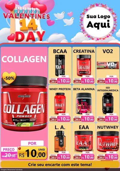 Modelo de Encarte para Encarte A4 Vertical com o tema Valentine's Day para Suplementos alimentares
