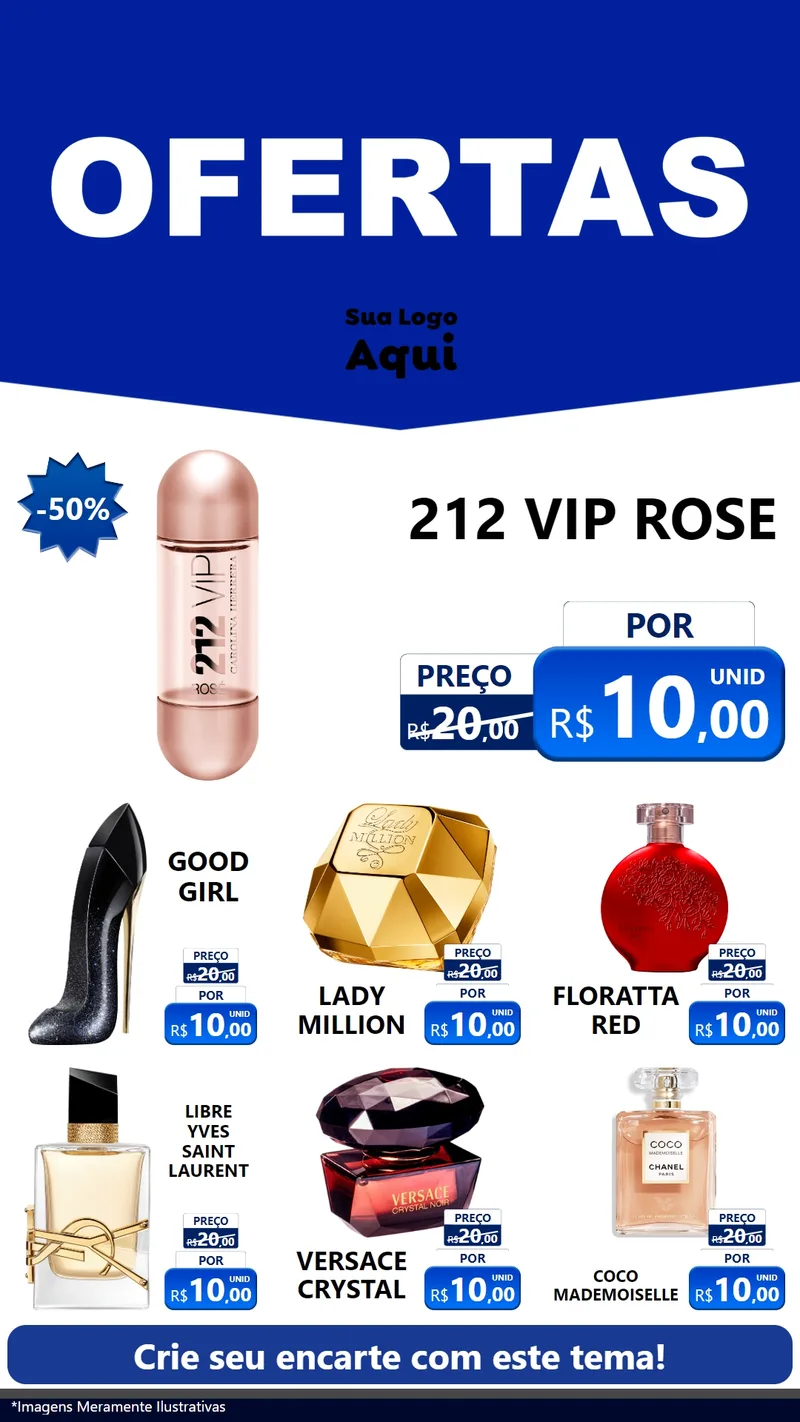 Modelo de Rede Social para Stories com o tema Ofertas Azul Cartaz para Perfumes