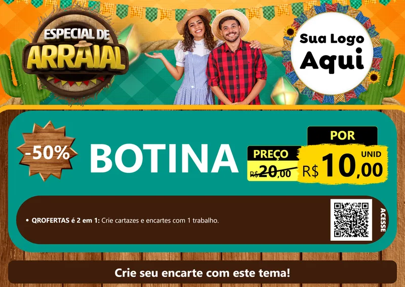 Modelo de Cartaz para Cartaz A4 Horizontal com o tema Especial De Arraial para Agropecuária
