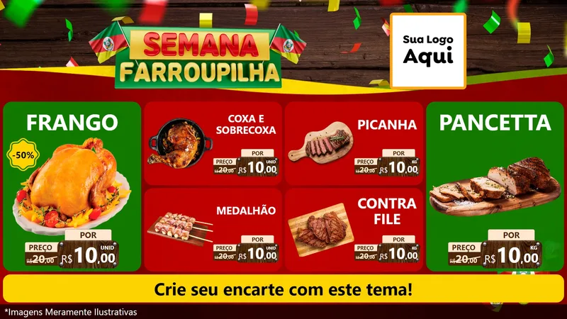 Modelo de TV para TV Horizontal com o tema Semana Farroupilha para Assados
