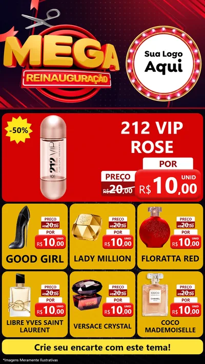 Modelo de Rede Social para Stories com o tema Mega Reinauguração para Perfumes