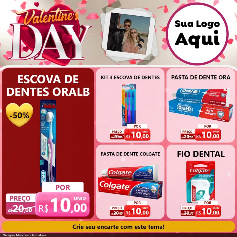 Modelo de Rede Social para Feed Facebook com o tema Valentine's Day para Higiene Pessoal