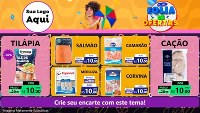 Modelo de TV para TV Horizontal com o tema Folia de Ofertas para Peixaria