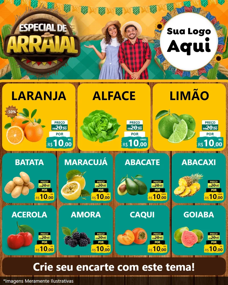 Modelo de Rede Social para Feed Instagram com o tema Especial De Arraial para Hortifrúti