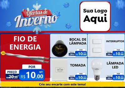 Modelo de Encarte para Encarte A4 Horizontal com o tema Ofertas de Inverno para Materiais Elétricos