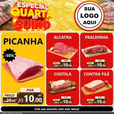 Modelo de Rede Social para Feed Facebook com o tema Especial Quarta do Suíno para Açougue