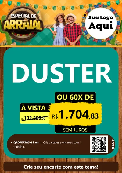 Modelo de Cartaz para Cartaz A4 Vertical com o tema Especial De Arraial para Concessionaria de Carros