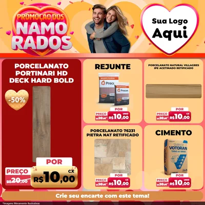 Modelo de Rede Social para Feed Facebook com o tema Promoção dos Namorados para Pisos e revestimentos