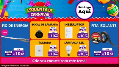 Modelo de TV para TV Horizontal com o tema Esquenta de Carnaval para Materiais Elétricos