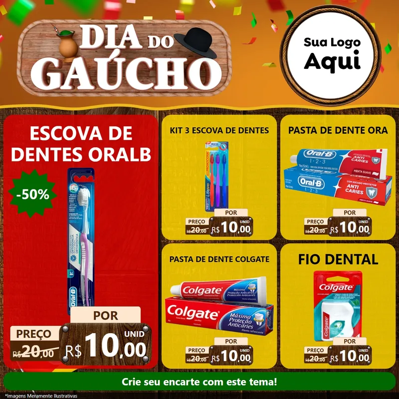 Modelo de Rede Social para Feed Facebook com o tema Dia do Gaúcho para Higiene Pessoal