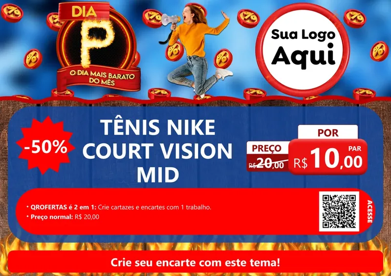 Modelo de Cartaz para Cartaz A4 Horizontal com o tema Dia P - O Dia Mais Barato Do Mês para Calçados